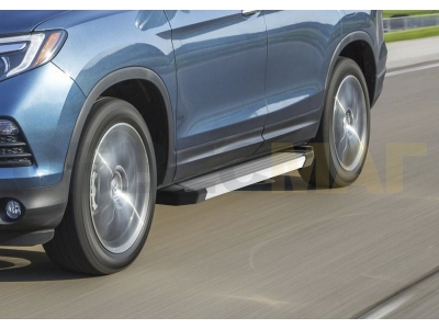 Пороги алюминиевые Rival Silver New для Honda Pilot 2016-2021