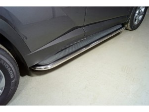 Пороги с площадкой (нерж. лист) 75х42 мм для Hyundai Tucson 2020 – н.в. HYUNTUC21-20