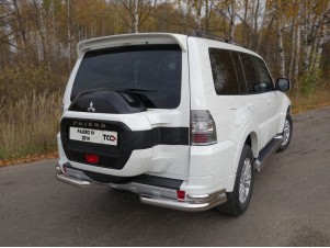 Защита задняя двойные уголки 76-42 мм для Mitsubishi Pajero 4 № MITPAJ414-13